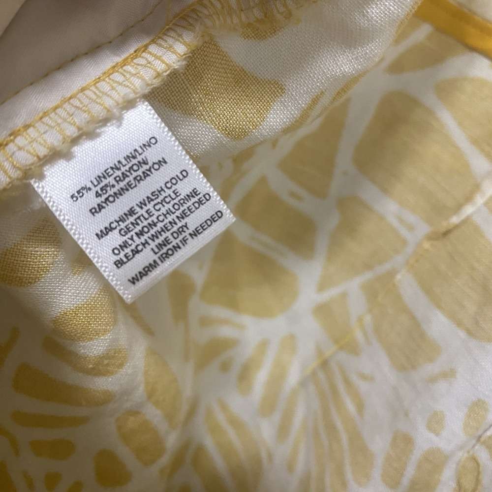 Ann Taylor LOFT Skirt Womens 14 Yellow A Line Linen Blend Beach Vacation Coastal - Picture 7 of 8